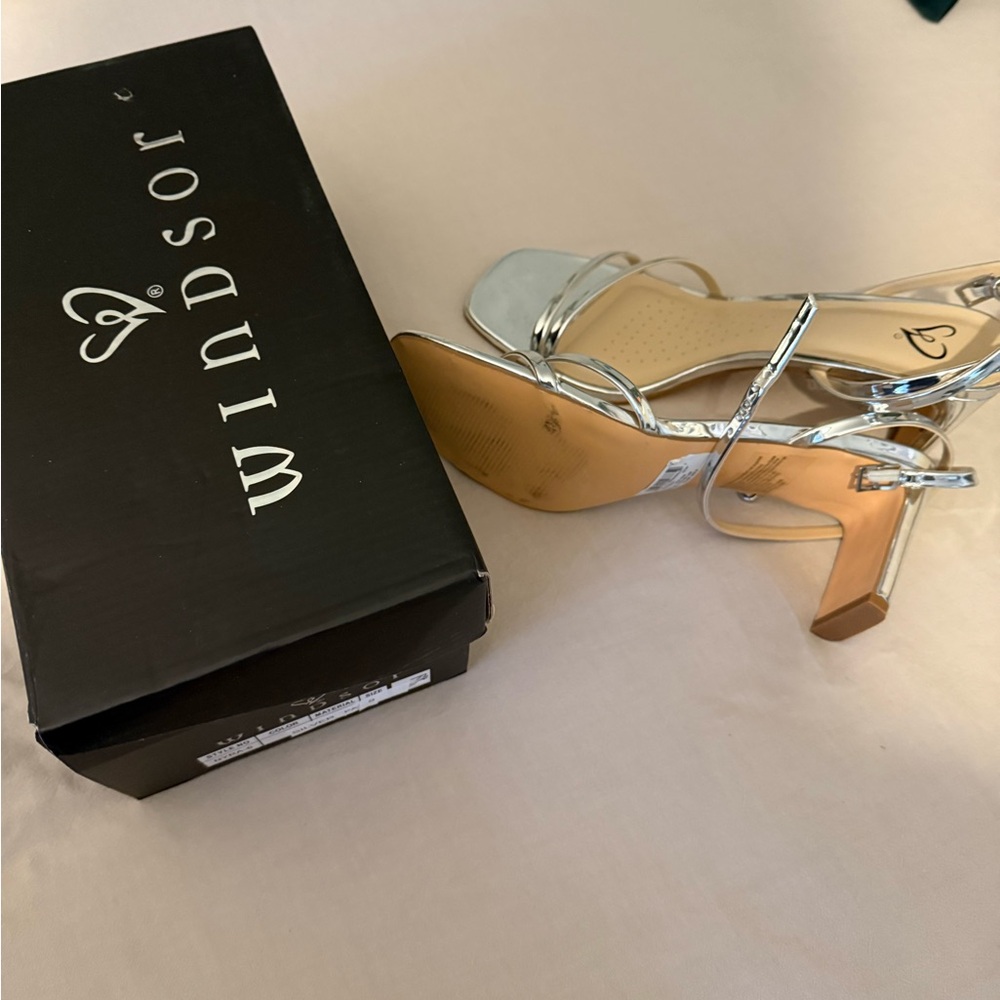 Windsor Silver Strappy Heeled Sandals 9